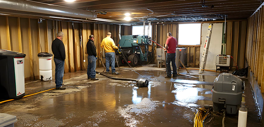 Cleaning Sewage From Basement Floor in Baldwin City