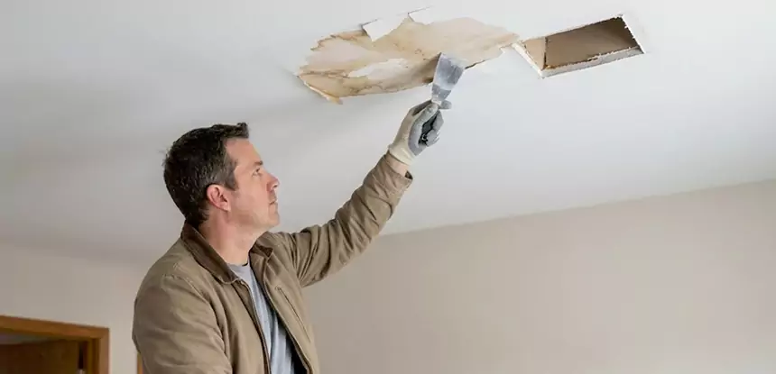 Ceiling Water Stain and Drywall Repair in Baldwin City